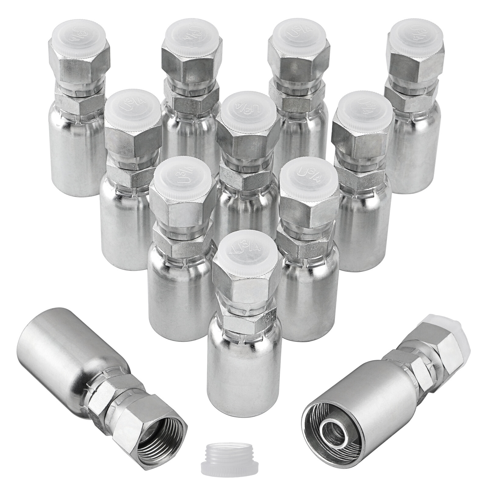 12 Pack 1/2″ Hose x 1/2″ JIC 37° Female Hydraulic Hose End Swivel Crimp Fitting