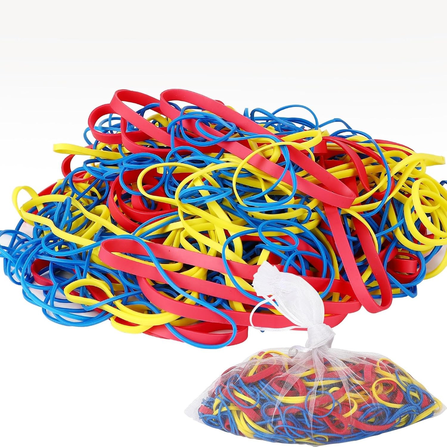 Assorted Rubber Bands Bulk Pack Mixed Sizes Colors 405 Pcs
