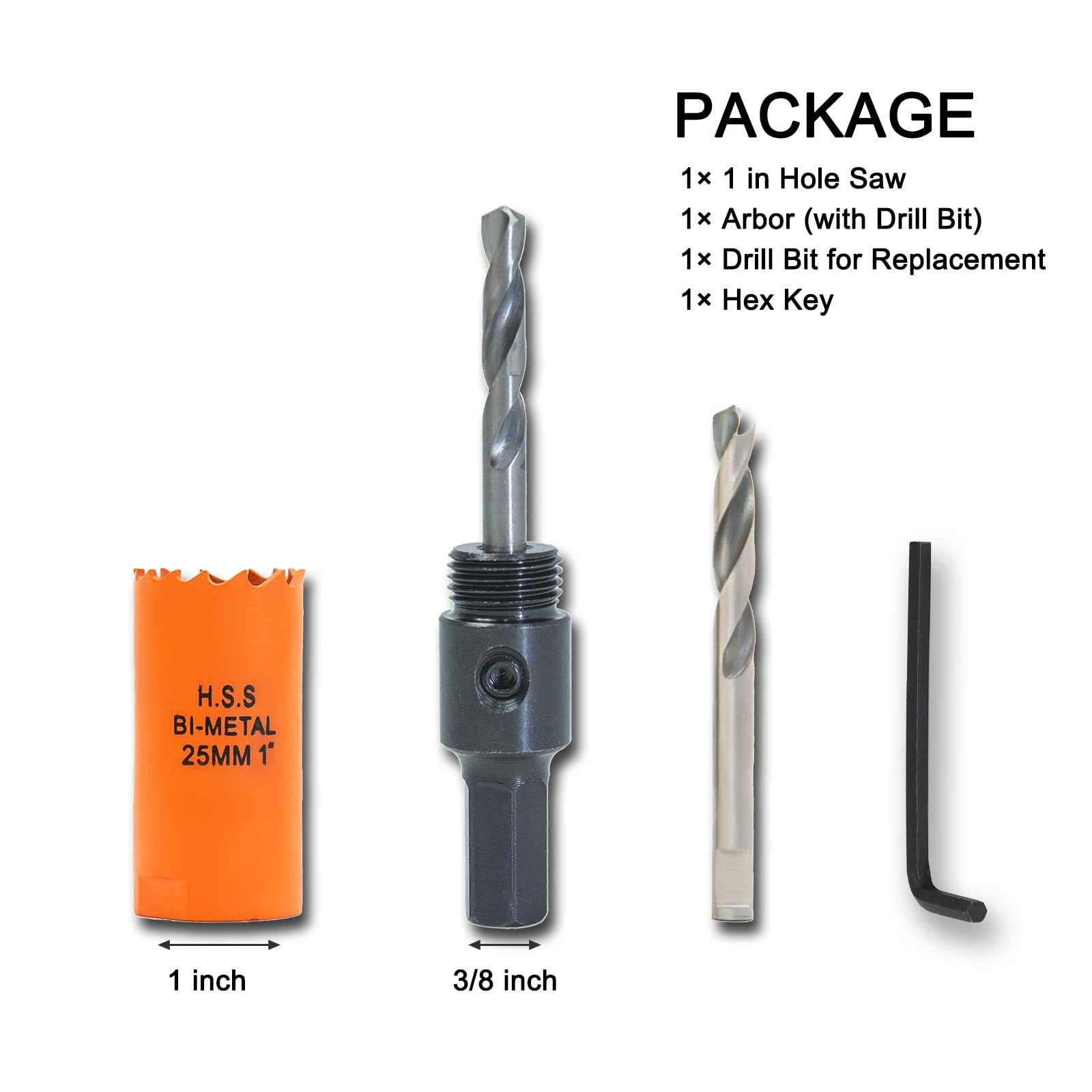 VIKITON 1 inch Hole Saw with Arbor for Cutting Metal Wood and 1 in, Orange