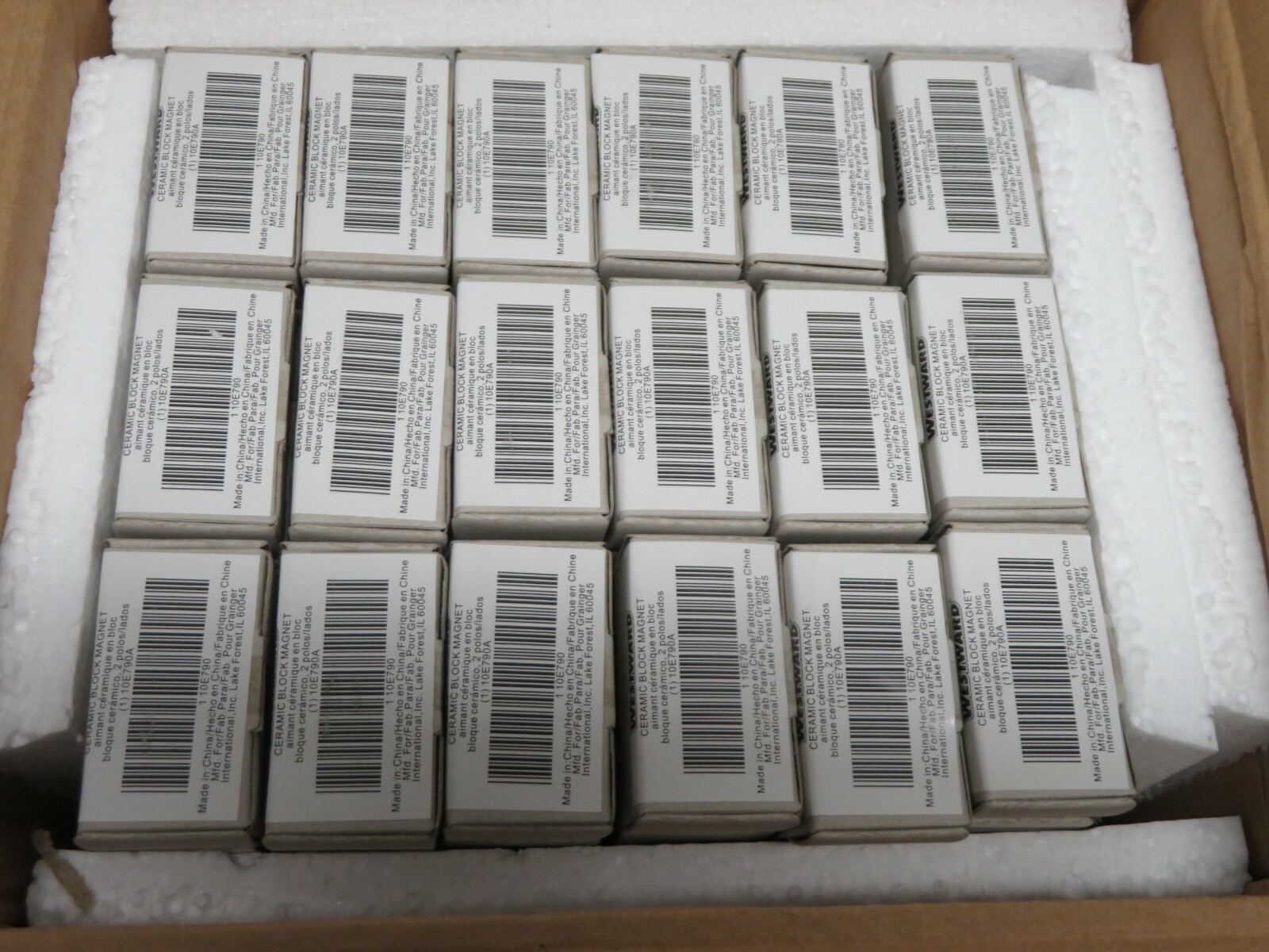 90 pcs WESTWARD GRAINGER Block Magnets 1-7/8 x 7/8 x 0.393 3.2 LBS Pull 10E790