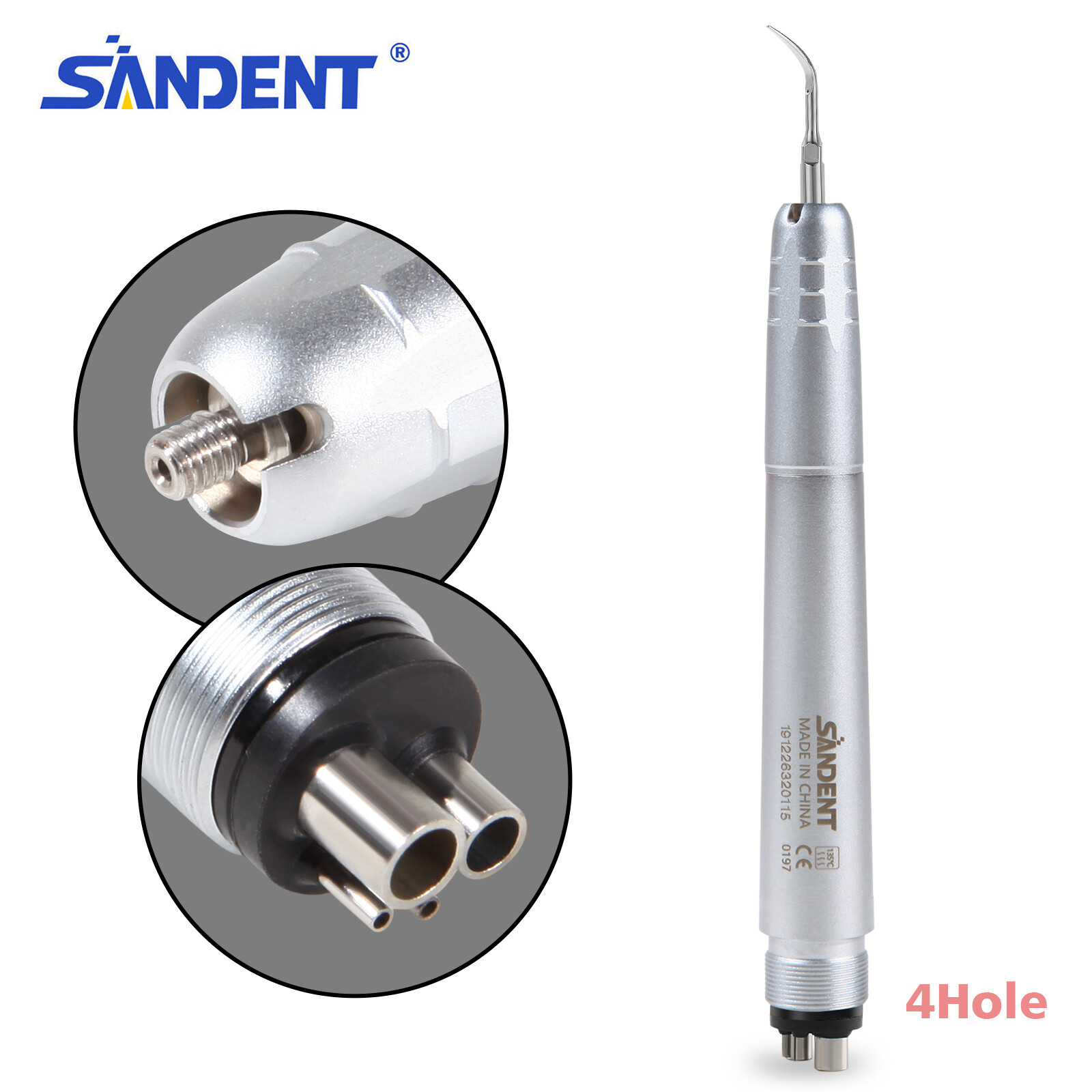 Dental Ultrasonic Air Scaler Handpiece 4 Hole +Scaling Perio Tips G1,G2,G4 SA