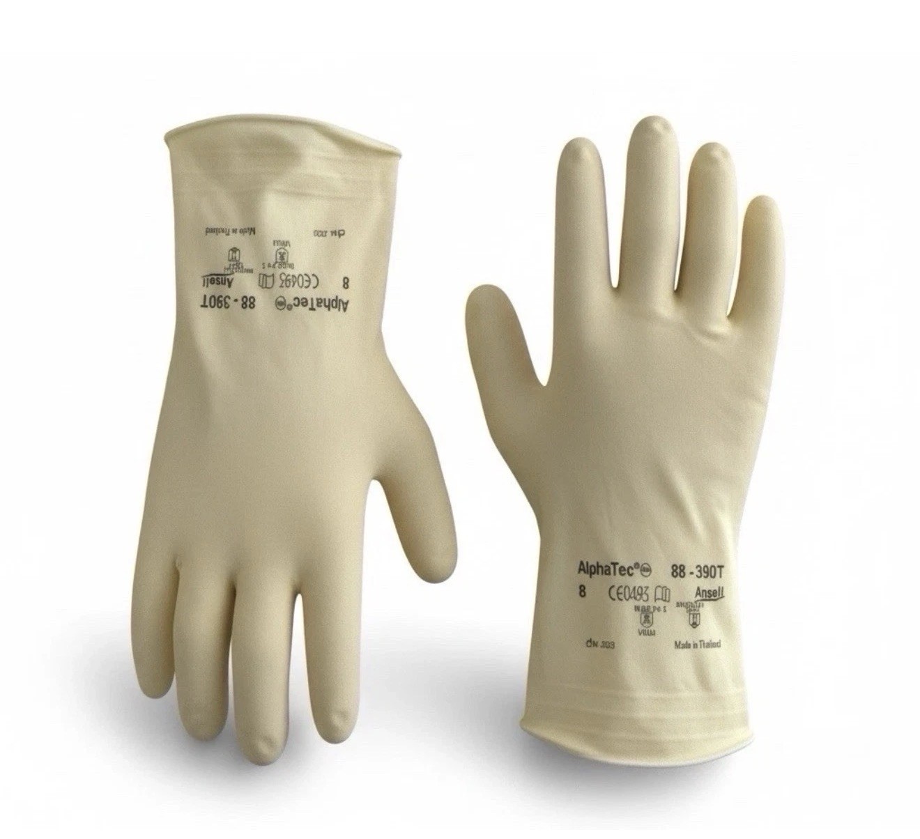 12 Pair Ansell 88-390T Technicians Latex/Neoprene Gloves