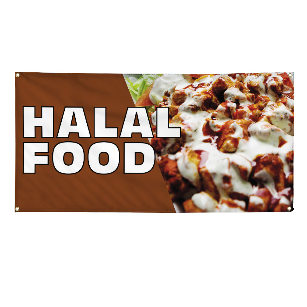 Vinyl Banner Multiple Sizes Halal Food Outdoor Advertising Printing Outdoor