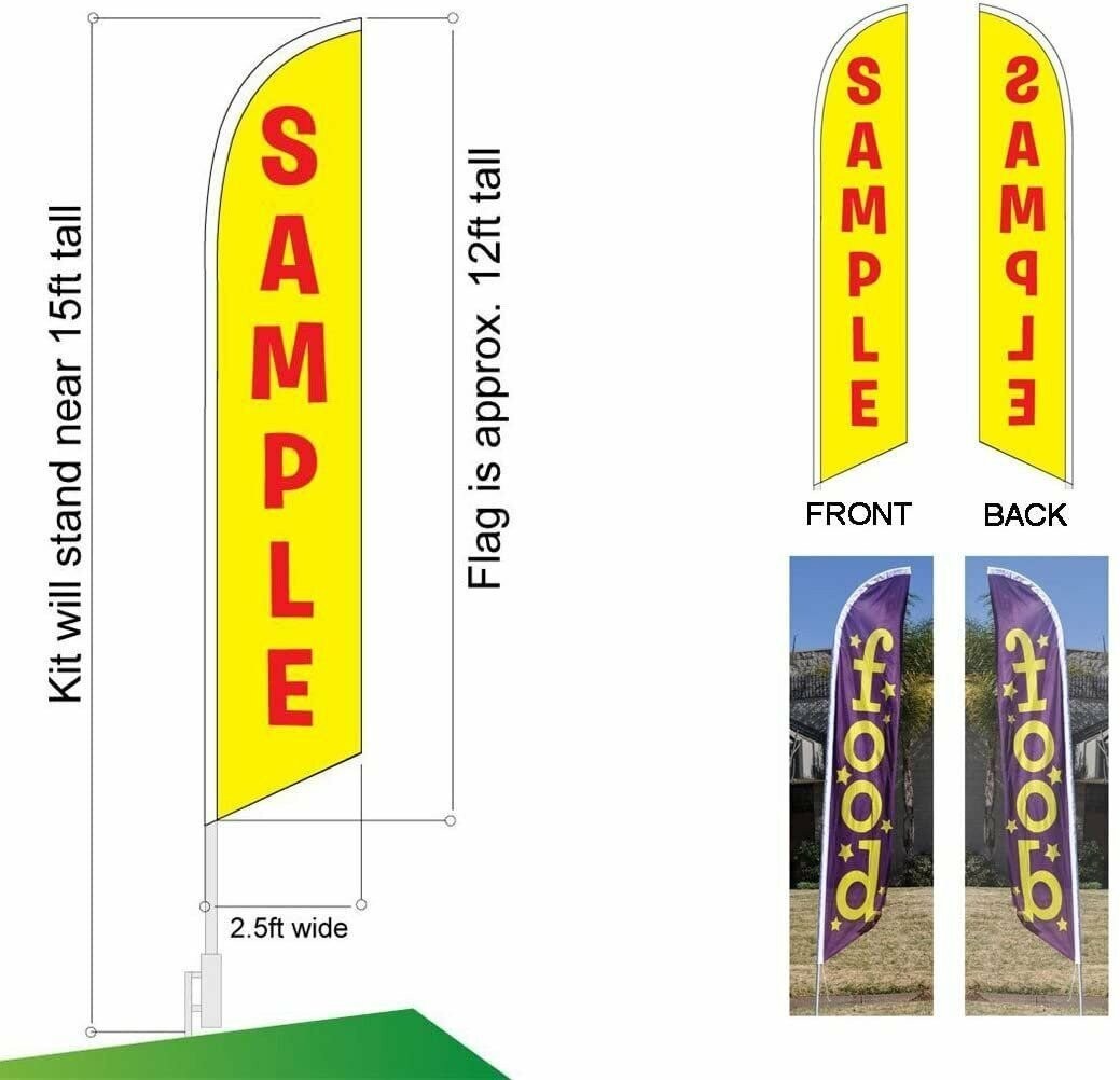 FFN Burgers, Pizza, Lunch Special Outdoor Advertising Feather Swooper Banner…