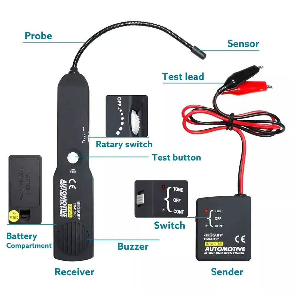 Automotive Short Open Finder Circuit Tester DC 6-42V Auto Car Wire Tracker Tools
