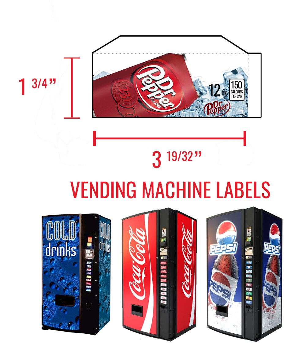 (10) Dixie Narco 501e 12 oz «CAN» Vend Labels – Flavor Strips -VARIETY PACK