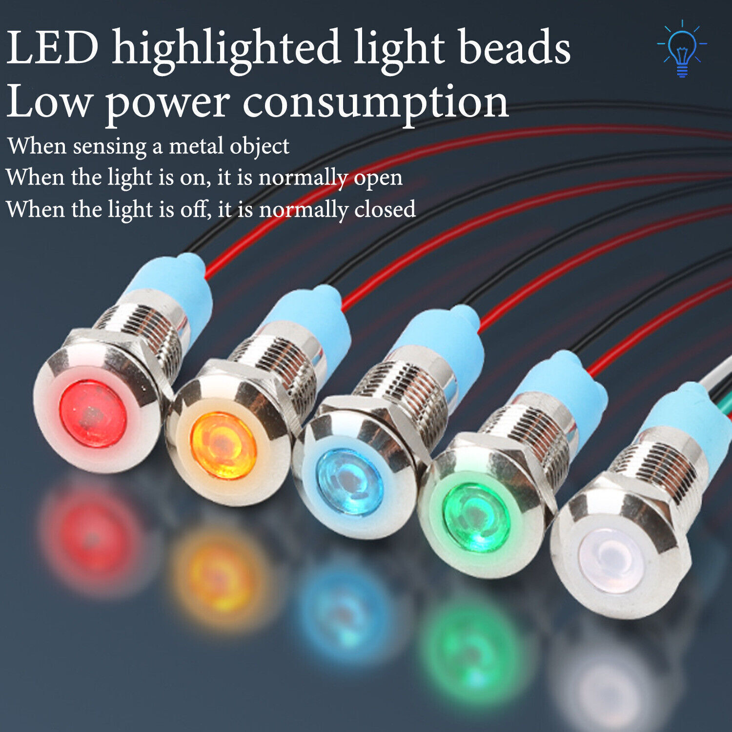 8mm 12/24V 1/2″ LED Metal Indicator Light Signal Lamp Waterproof 5PCS