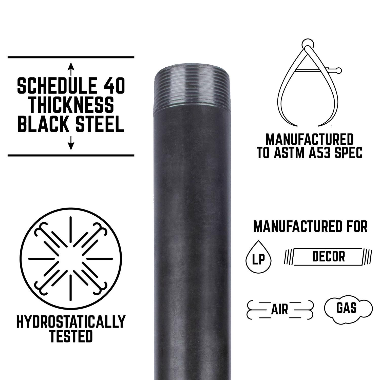 BK Products 587-060HN Black Steel Nipple 1-1/2 x 1-1/2 MIP Dia. in. (Pack of 5)