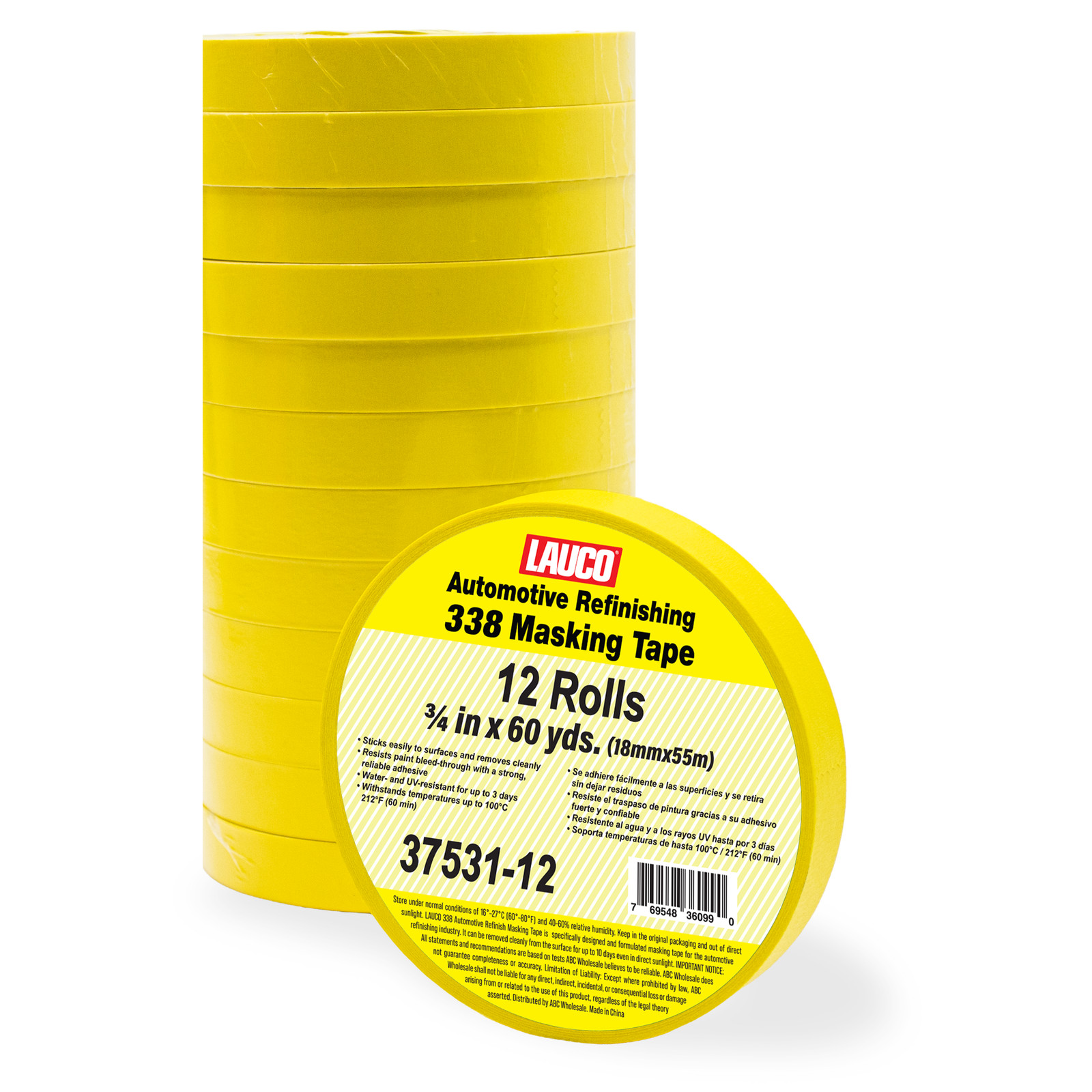 Automotive Masking Tape Yellow Painters Tape for Car Painting(0.75in-12rolls)