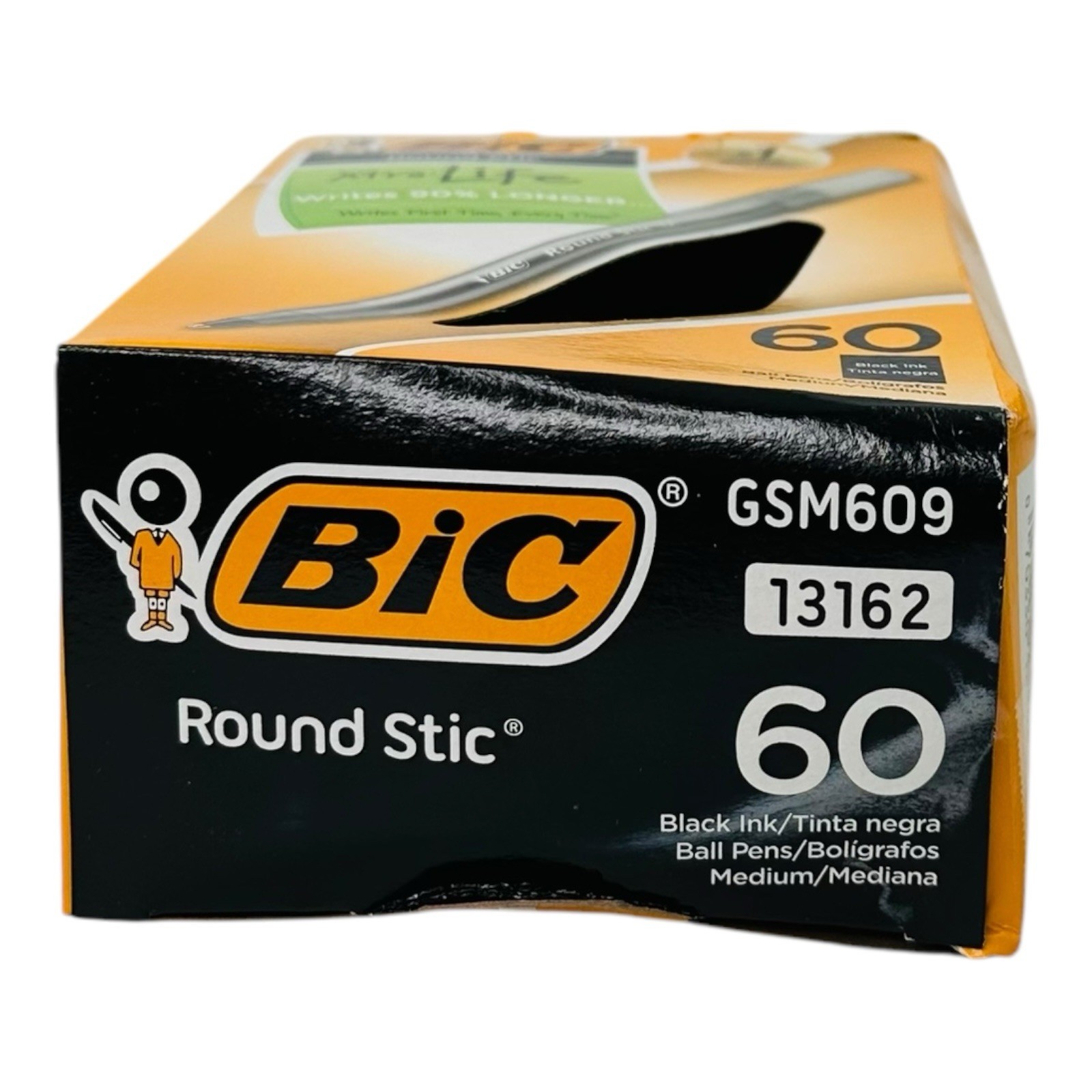 60 Pens BIC Pens Round Stic Xtra-Life Medium Point Ballpoint Pen Black Ink