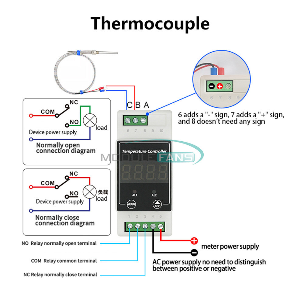 Din Rail Intelligent Digital Temp Controller Thermostat AC100-240V DC8-24V