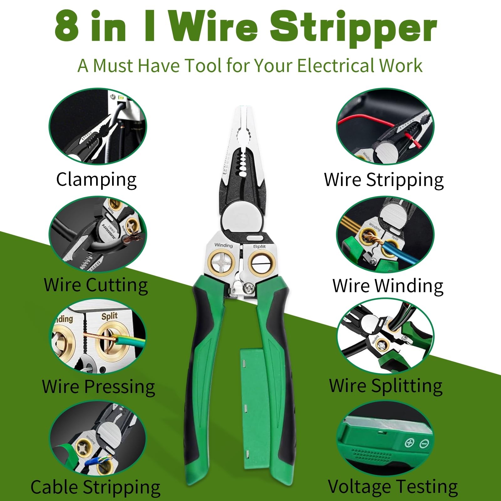 2026 New 8 in 1 Wire Stripper with Voltage Tester, 2 PCS Multifunctional Heav…