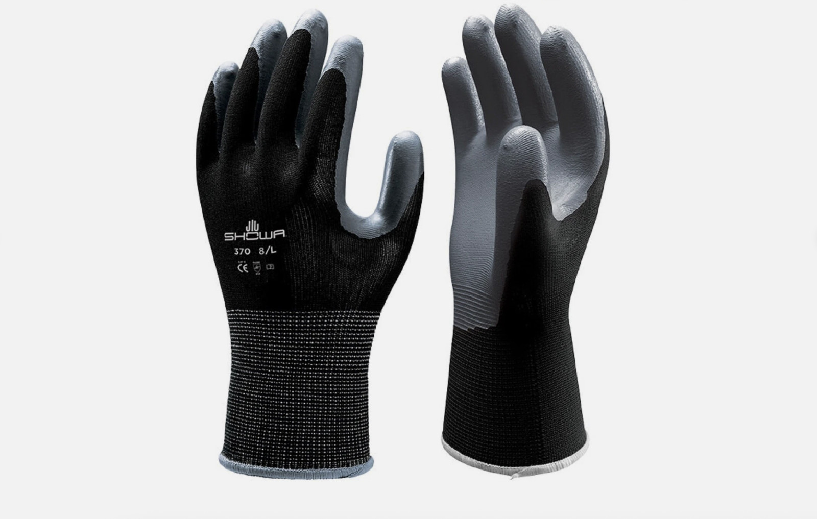 SHOWA ATLAS FIT 370 BLACK NITRILE GARDENING WORK GLOVES (SM, M, L, XL) 24 pair