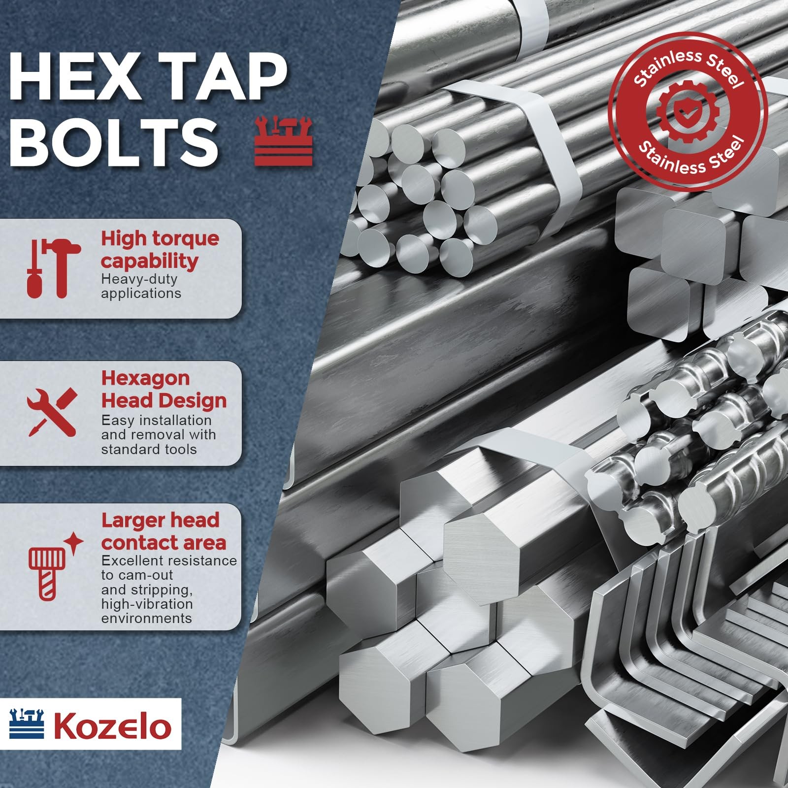 4 PCS M61x120 Hex Head Screws Bolts 304 Stainless Grade A270 Machine Silver