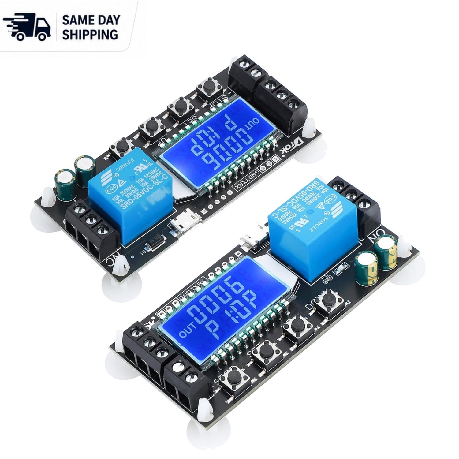 Time Delay Relay 2pcs Module with LCD Display – Adjustable Delay Up to 9999 Min