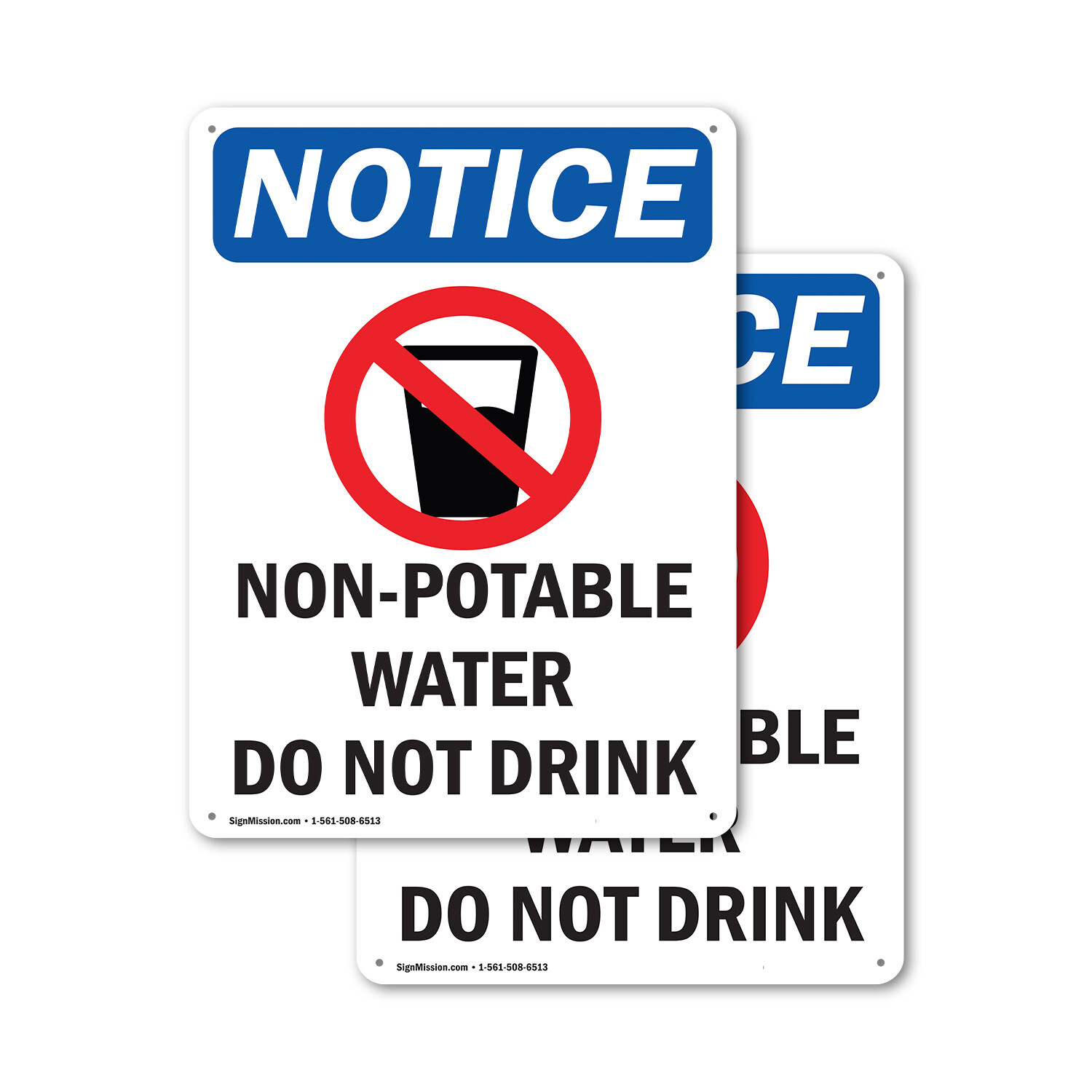 (2 Pack) Non-Potable Water OSHA Notice Sign Decal Metal Plastic