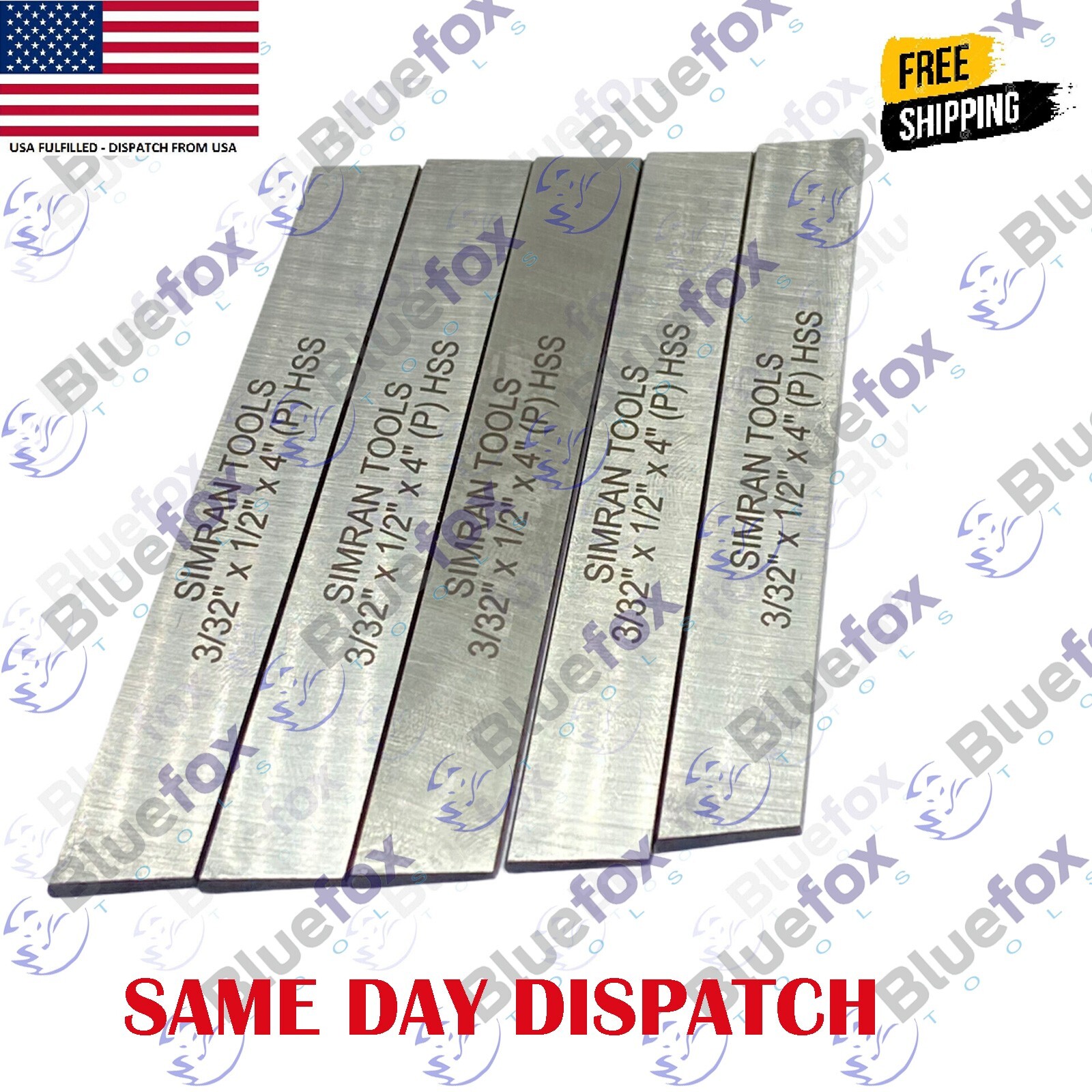 Cut Off Parting Blade High Speed Steel 3/32 Inch x 1/2 Inch x 4 Inch Set of 5 pc