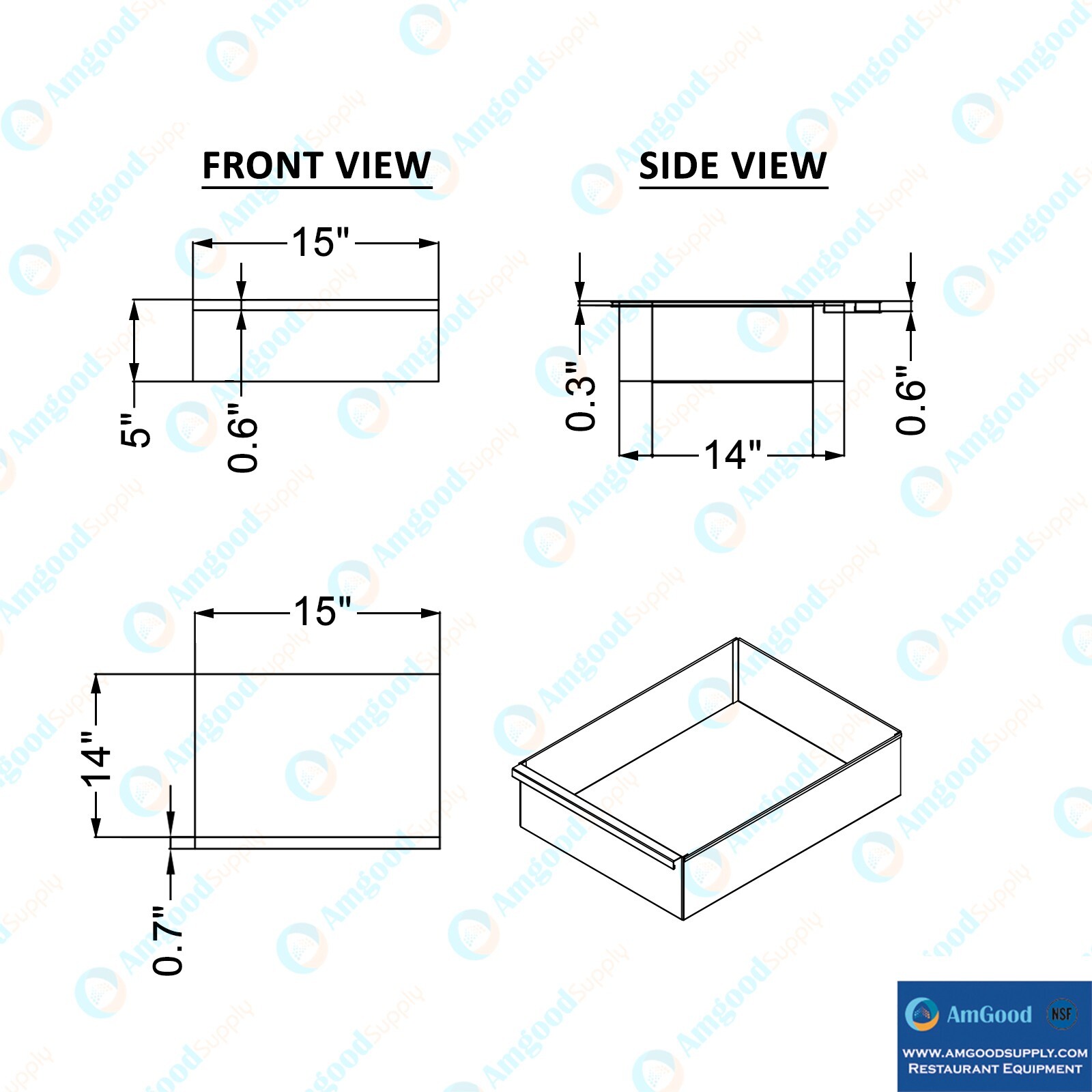 15 in. x 14 in. x 5 in. Stainless Steel Table Drawer