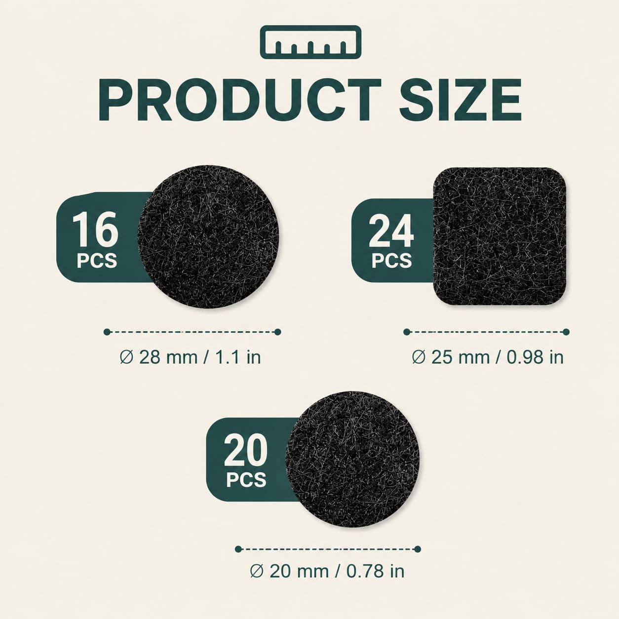 MolYuan 60 Pack Felt Furniture Pads for Hardwood Floors – Self Adhesive Black