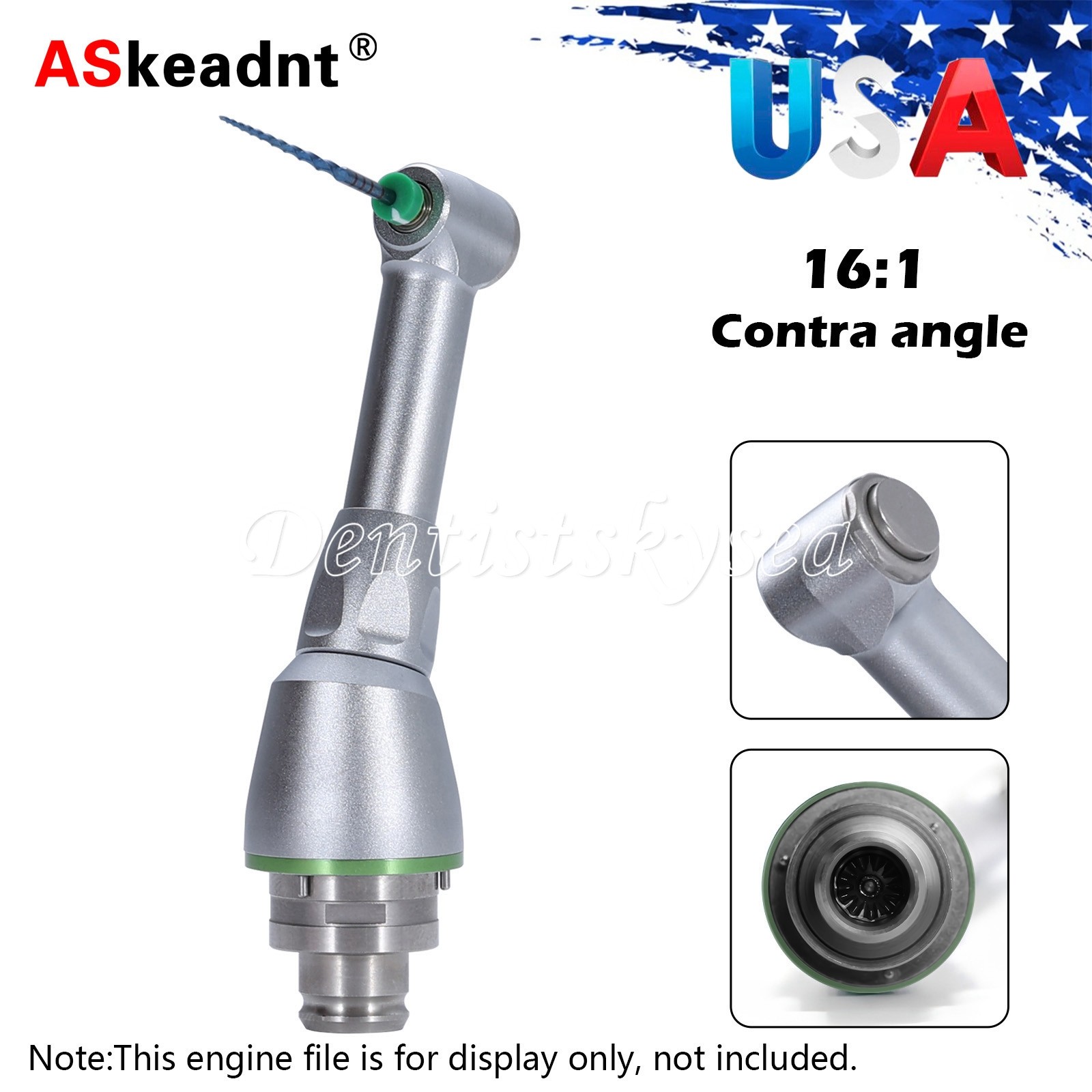 1-10 Dental Cordless LED Endo Motor 16:1 Contra Angle/Contra Angle Head