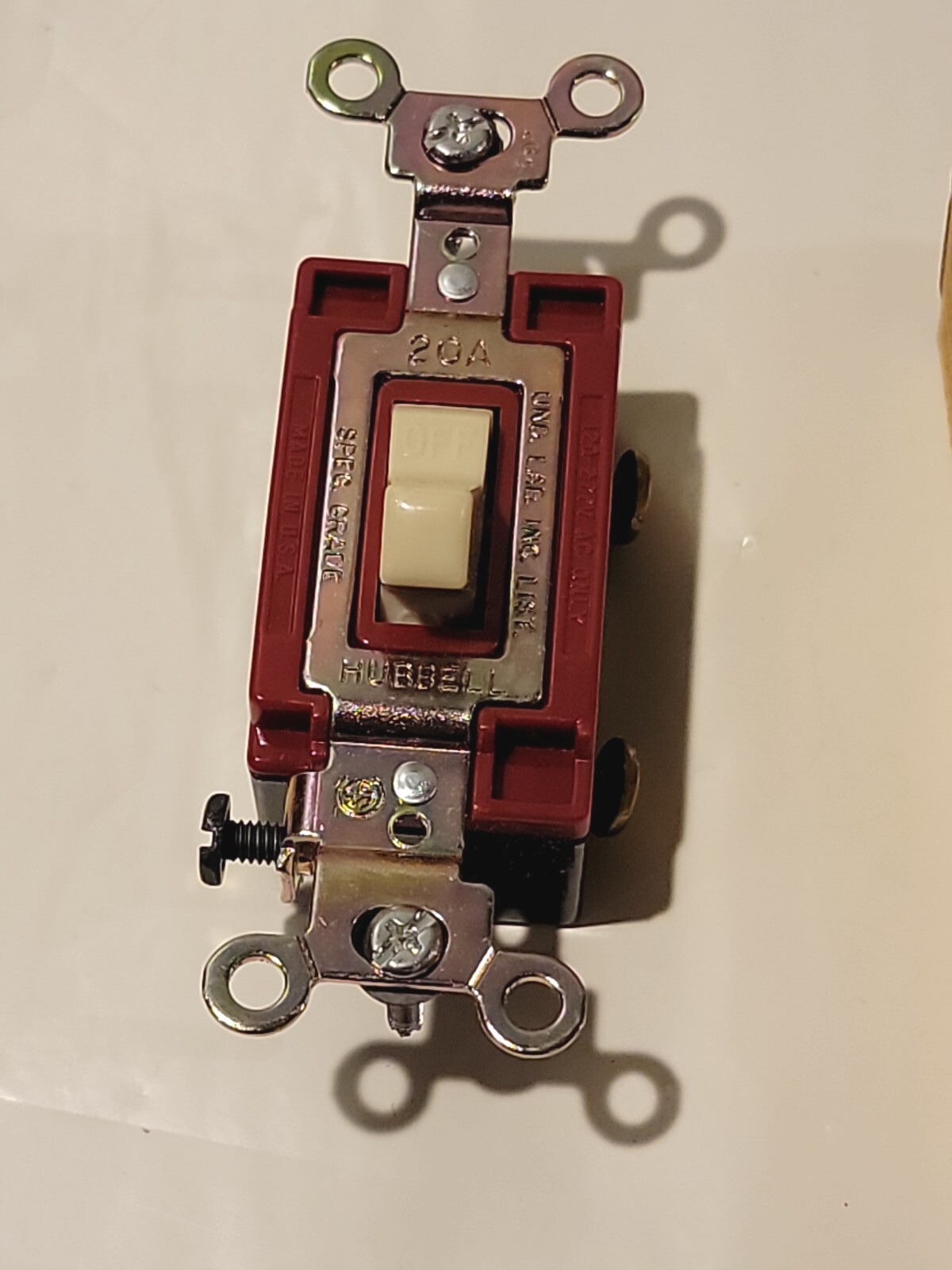 Hubbell CSB120I Ivory Back Wired Pole Commercial Switch 20 Amp 120/277v