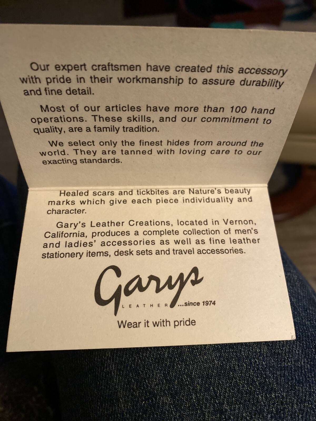 Vintage Gary’s Leather Old Leather Flip Top Memo Box Card Holder Desk Accessory