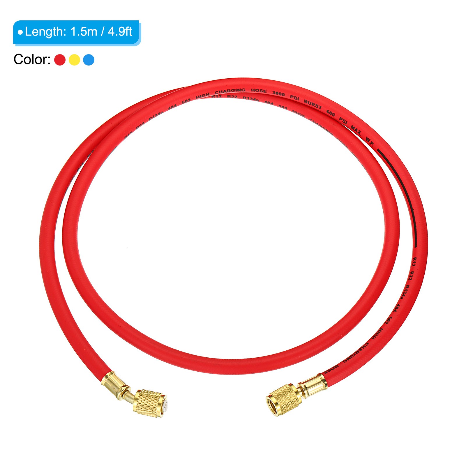 4.9ft 600 PSI 3000 PSI Refrigerant Charging Tube Refrigerating Three Color
