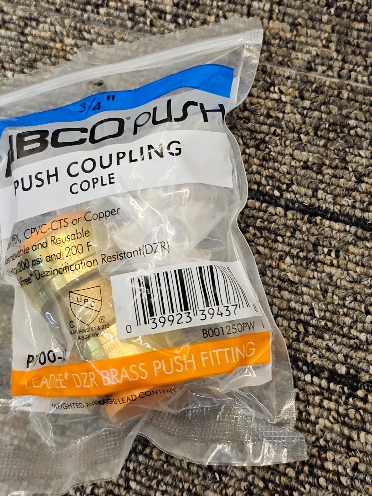 (QTY 4) NIBCO P700-LF Coupling Push x Push 3/4″ Lead Free Brass Resistant