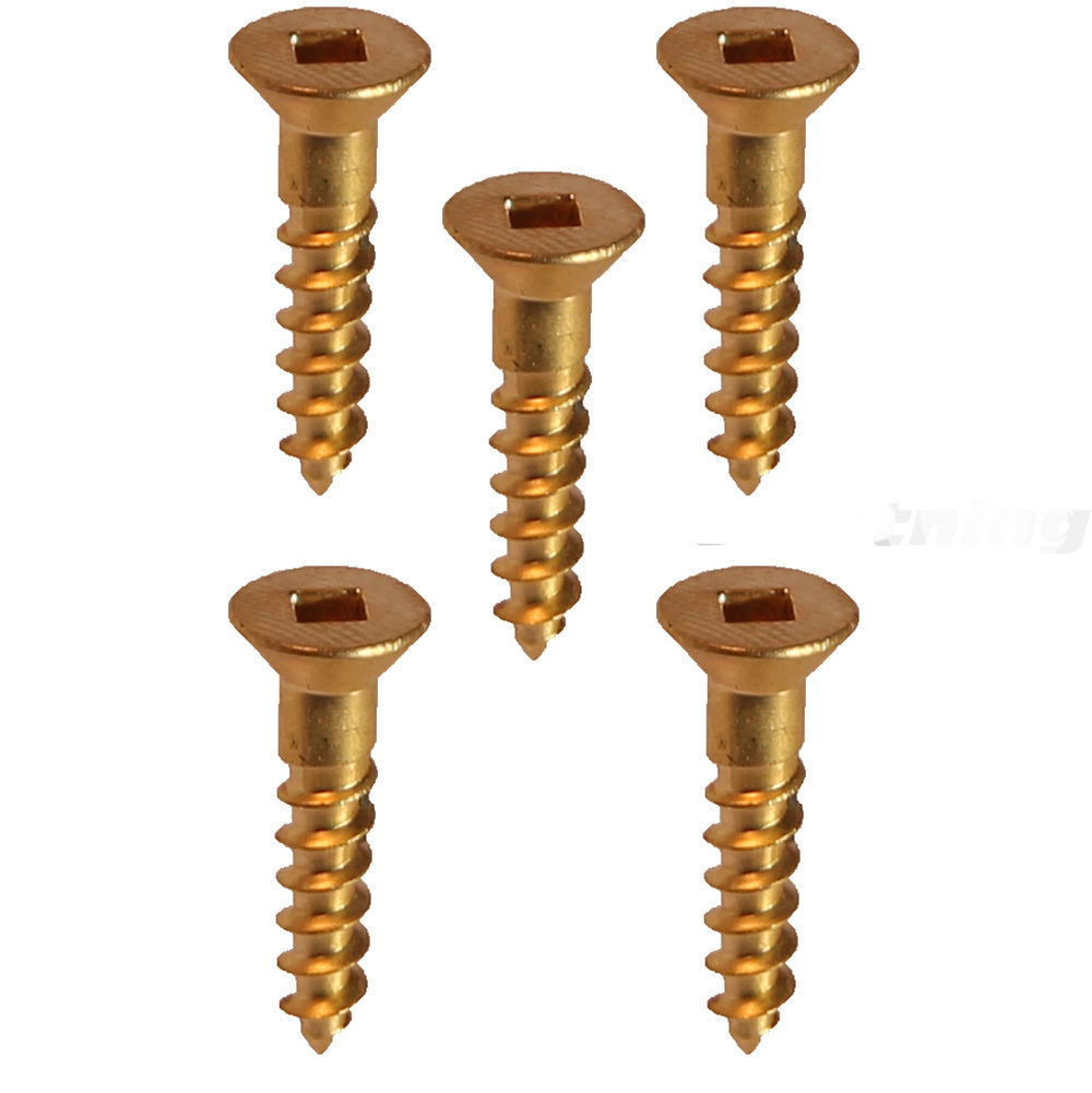 #6 x 1-1/4″ Brass Wood Screws Square Drive, Flat Head Countersunk Qty 50