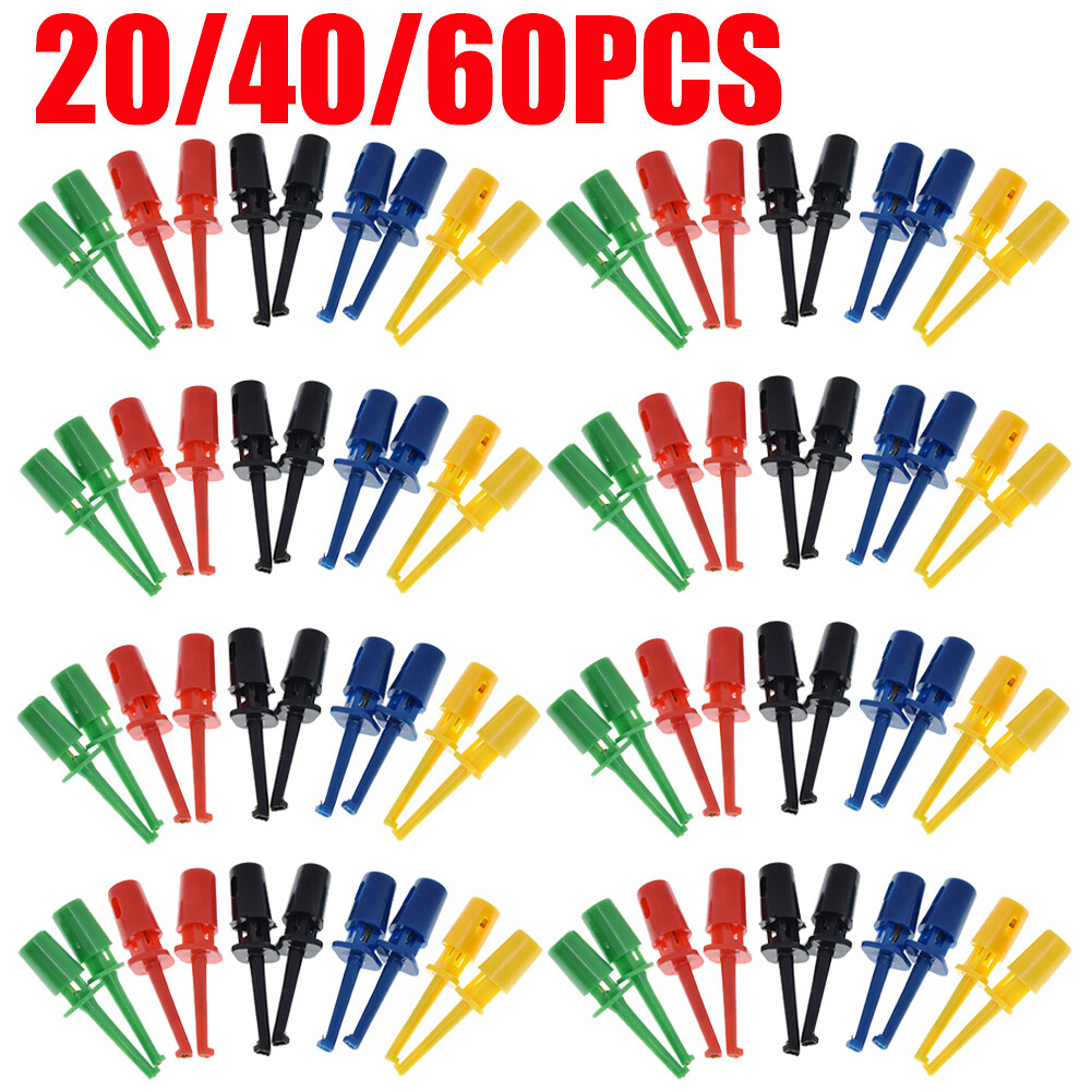 20/40/60 PCS Hook Clip Mini Grabber Test Probe Lead Wire Kit For Multimeter USAA