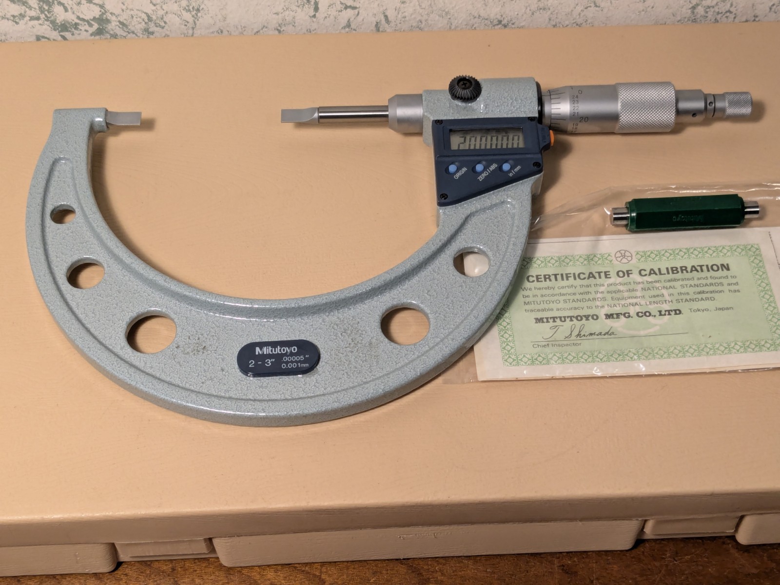 MITUTOYO 2-3 Inch DIGITAL Blade MICROMETER NO 422-313-30 w/ CASE & STANDARD