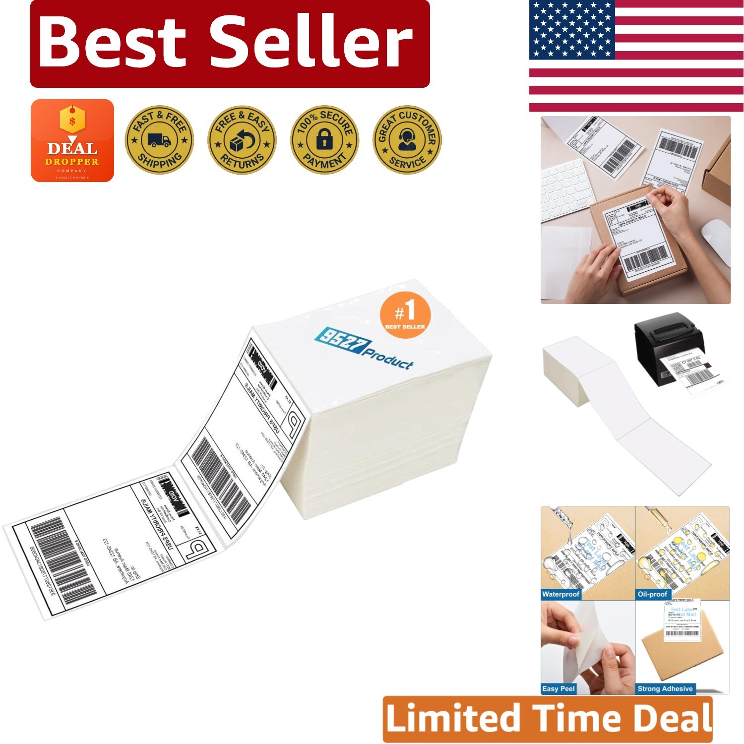 4×6 Thermal Shipping Labels – Pack of 100 Perforated Direct Thermal Labels