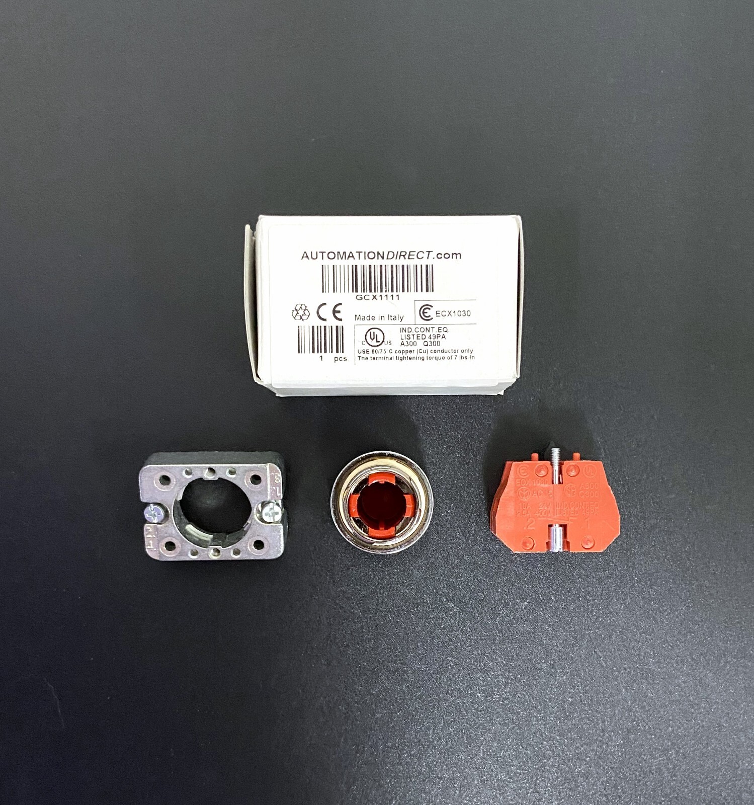Automation Direct GCX1111 22mm Pushbutton Momentary Extended Red w/ ECX1030