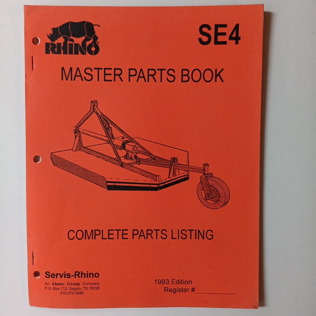 RHINO Mowers MASTER PARTS BOOK SE4 Servis-Rhino