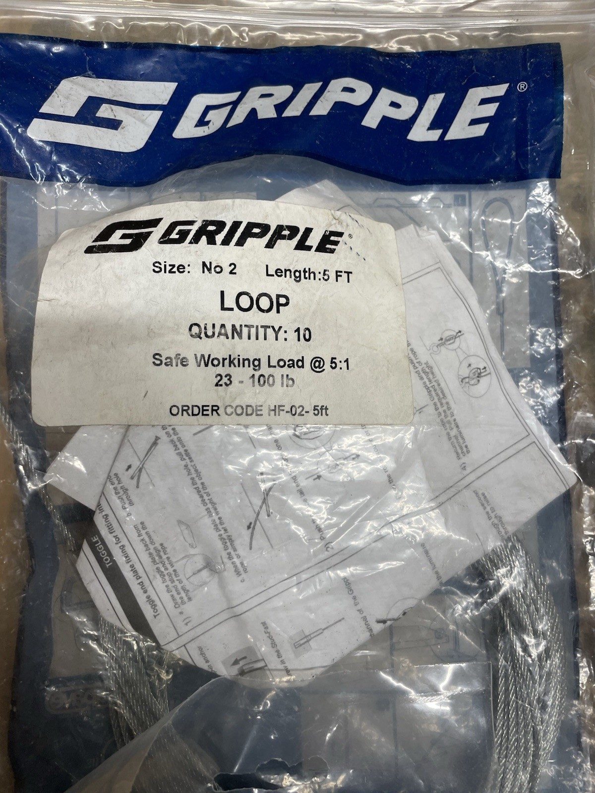 Gripple No. 2 ( 5 Foot ) 23-100 Pound – Hangers and Fasteners – 25 Pieces