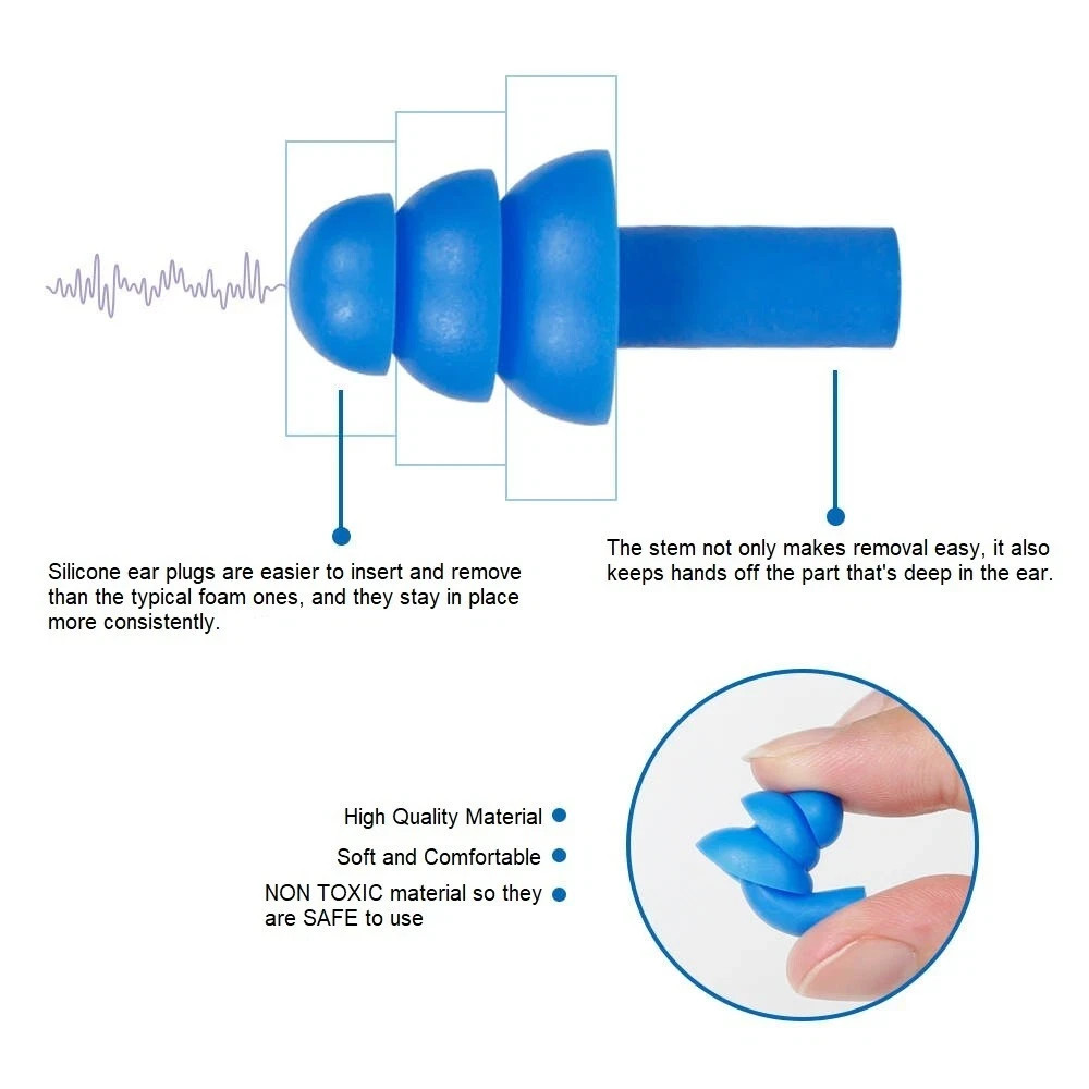 1Pair Ear Plugs Sleeping Noise Cancelling Reusable Silicone Sound Block Earplugs