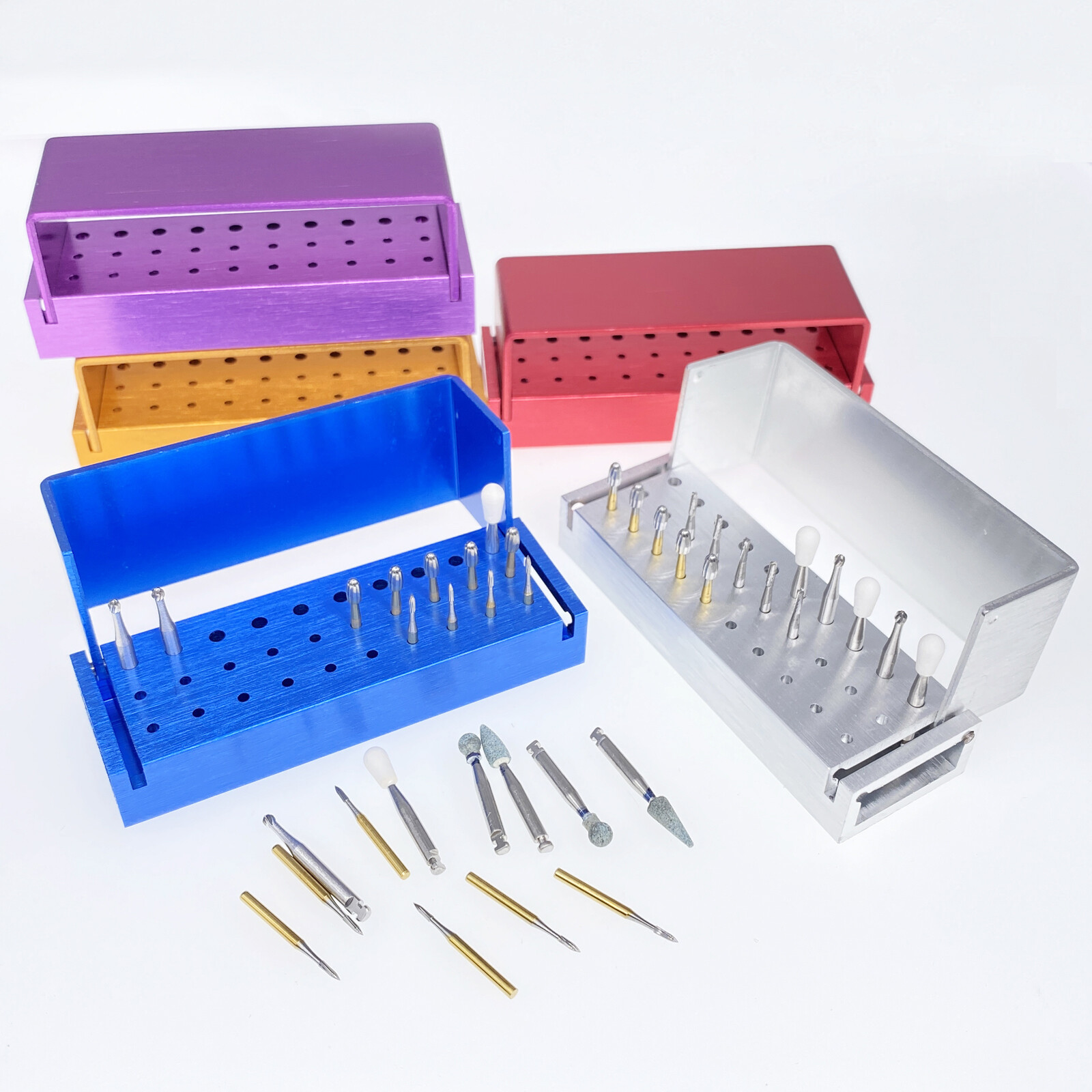 Dental Bur Burs Holder Block Disinfection Box Aluminium Autoclave 30 Holes FDA