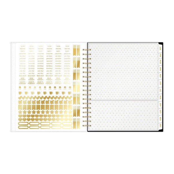 2026 Daily/Monthly Planner 8"x10" Rugby Stripe Black Frosted