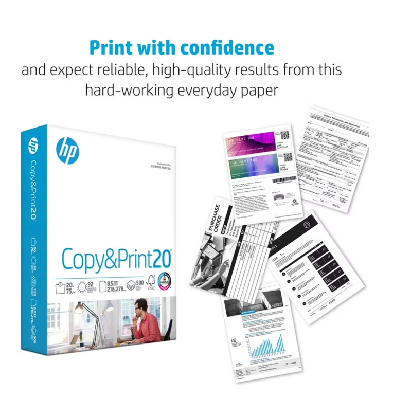 (2 Pack) HP Copy & Print20, 20lb, 8.5 x 11, 1 Ream (500 Sheets)