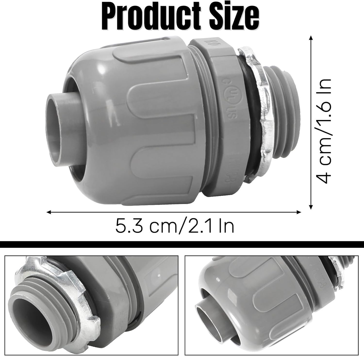 30 Pcs Conduit Connectors, 1/2 Inch PVC Electrical Liquid Tight Connector, 180 D