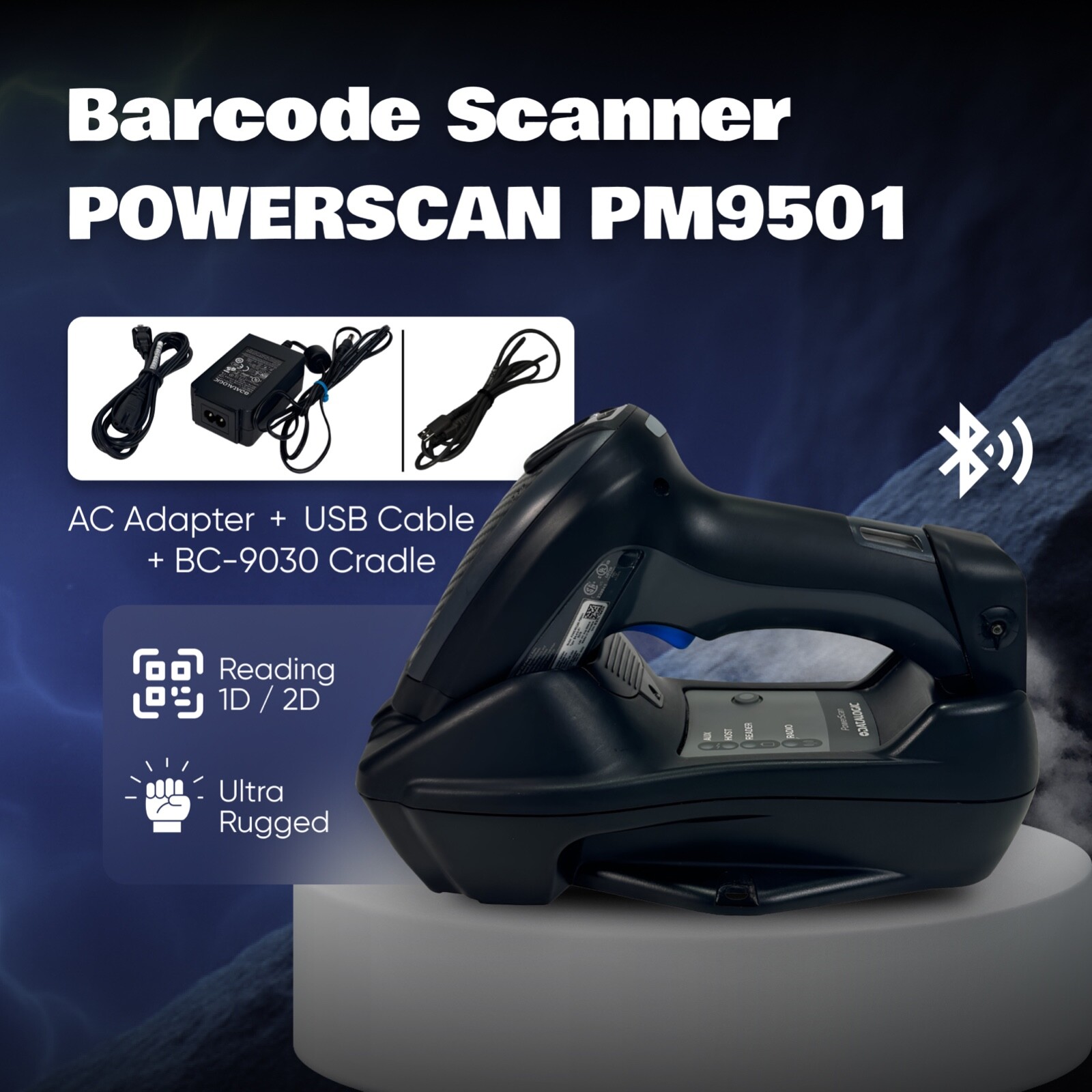 Datalogic POWERSCAN PM9501 Retail Barcode Scanner w/Charger & Bundle Grade A!⚡️