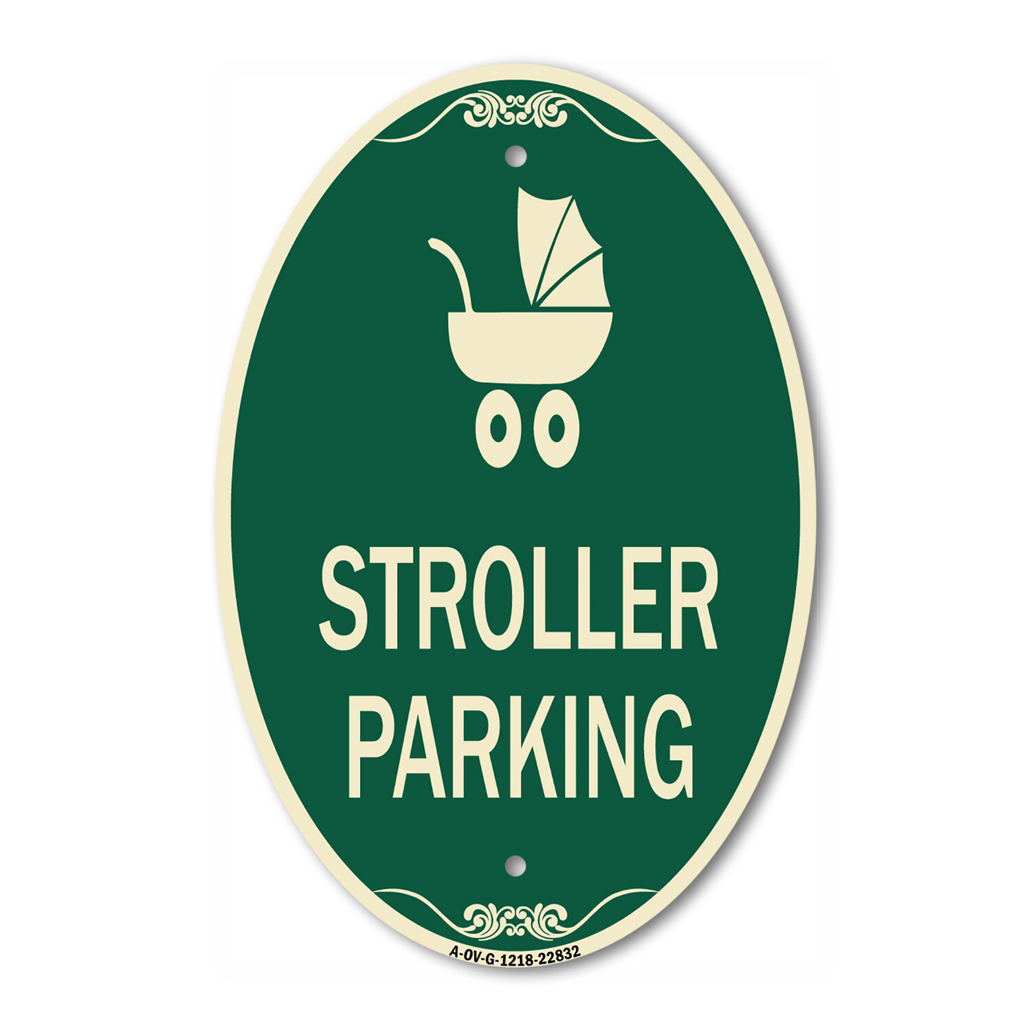 SignMission Designer Series Sign – Stroller Parking 12″ x 18″ Aluminum Oval Sign