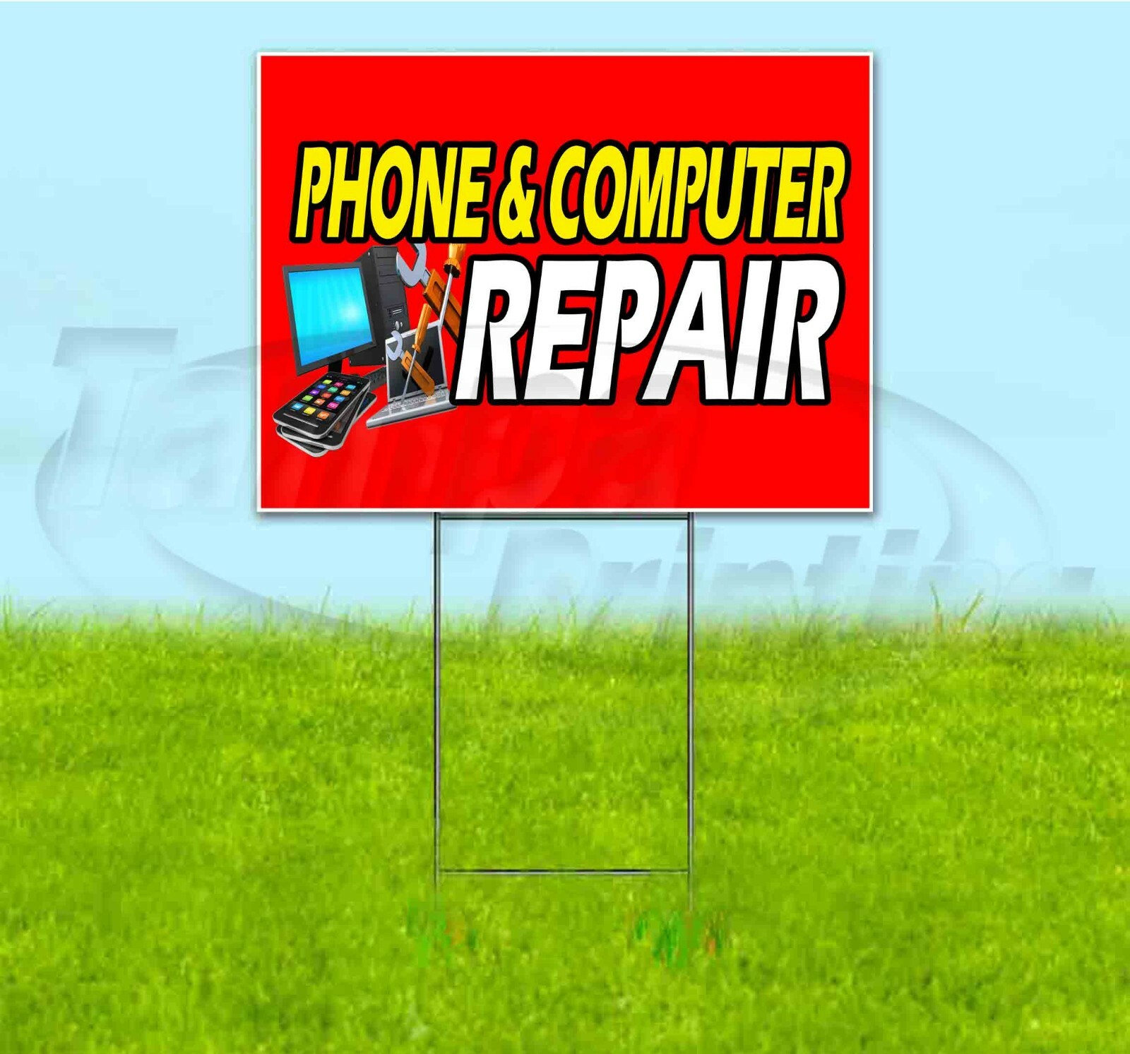 PHONE & COMPUTER REPAIR 18×24 Yard Sign WITH STAKE Corrugated Bandit ELECTRONIC