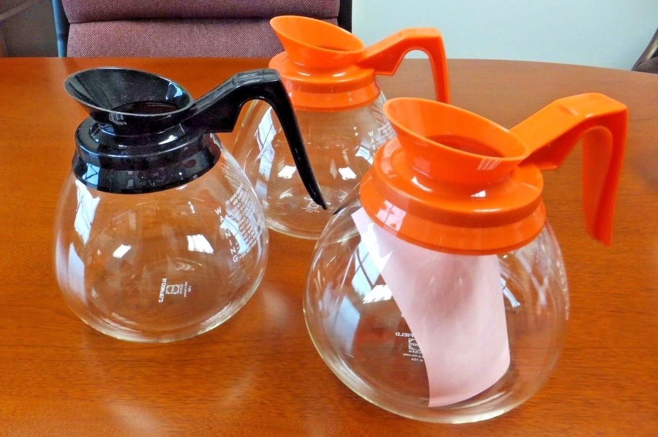 For BUNN Commercial Brewer – 3 Coffee Pots/Decanters/Carafes Black & Orange, NEW