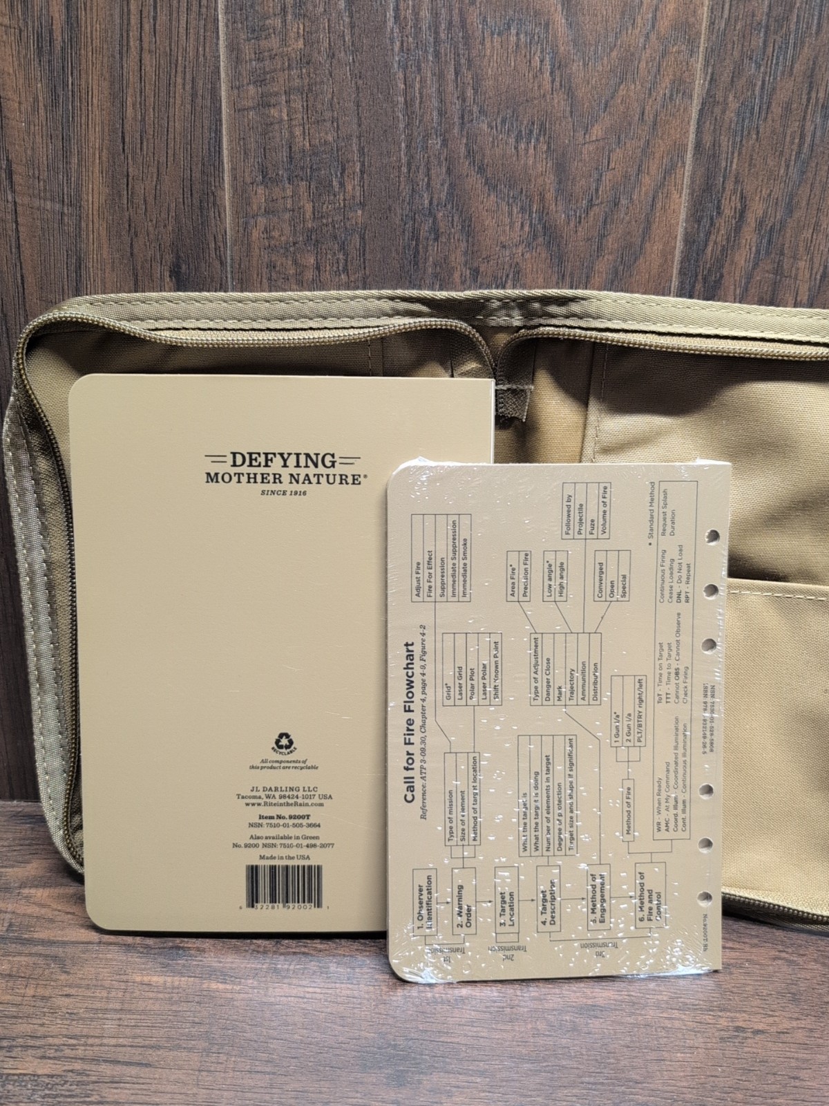 Rite in the Rain Tactical Field Ring Binder Kit NO 9200T-KIT CORDURA COVER TAN