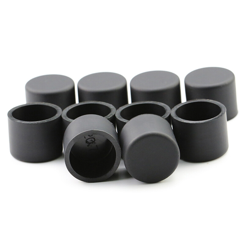 Black Silicone Rubber Round Tube End Caps Cover Blanking Stopper Floor Protector