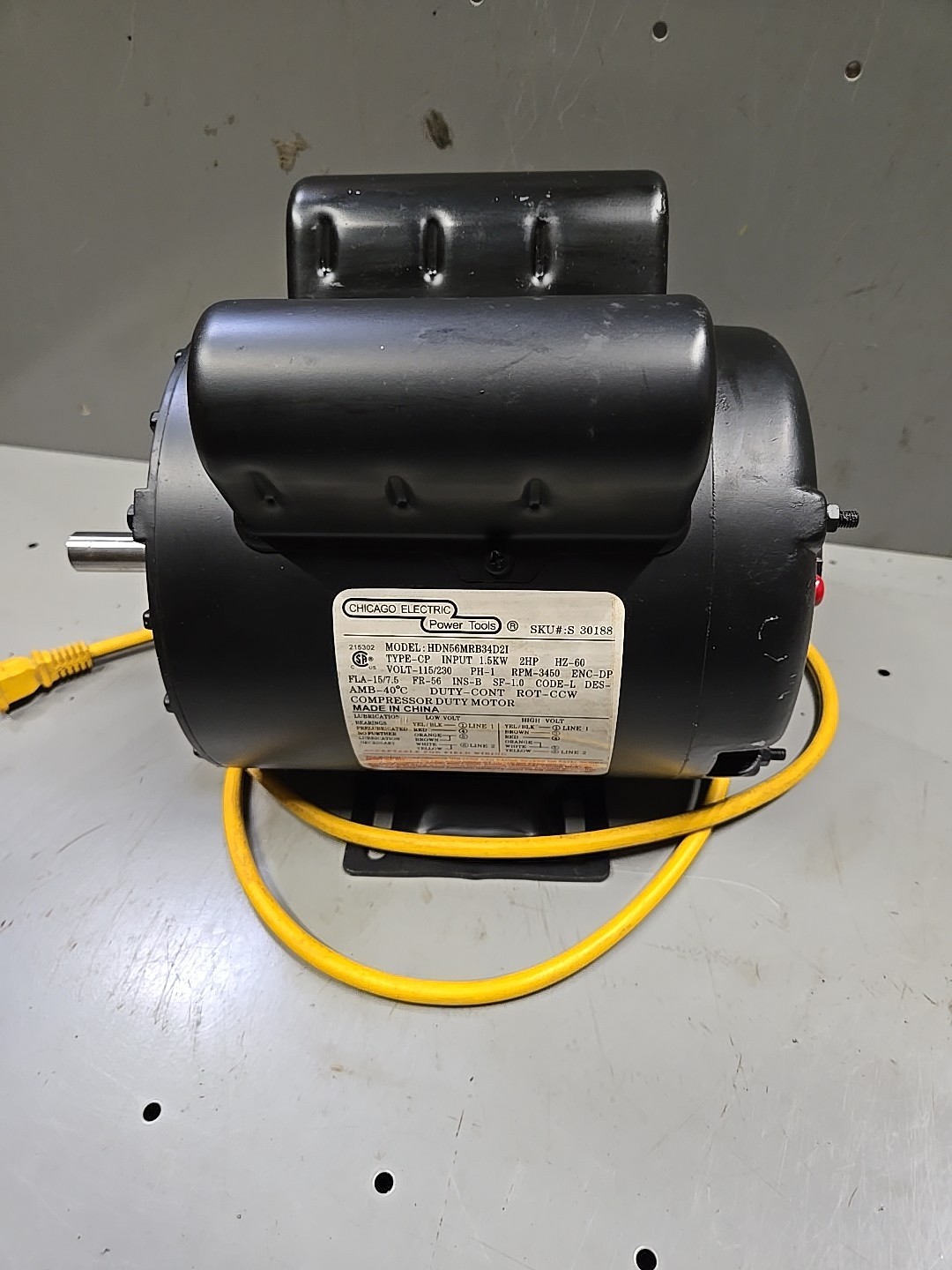2HP Electric Compressor Motor 3450 RPM 56FR 1PH 5/8″ Shaft 115/230V 3450 RPM
