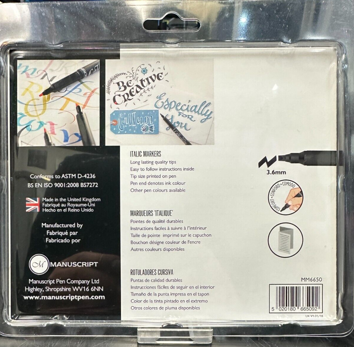 MANUSCRIPT 3.6mm CalliCreative Italic Markers – BROAD POINT – 12-Pack