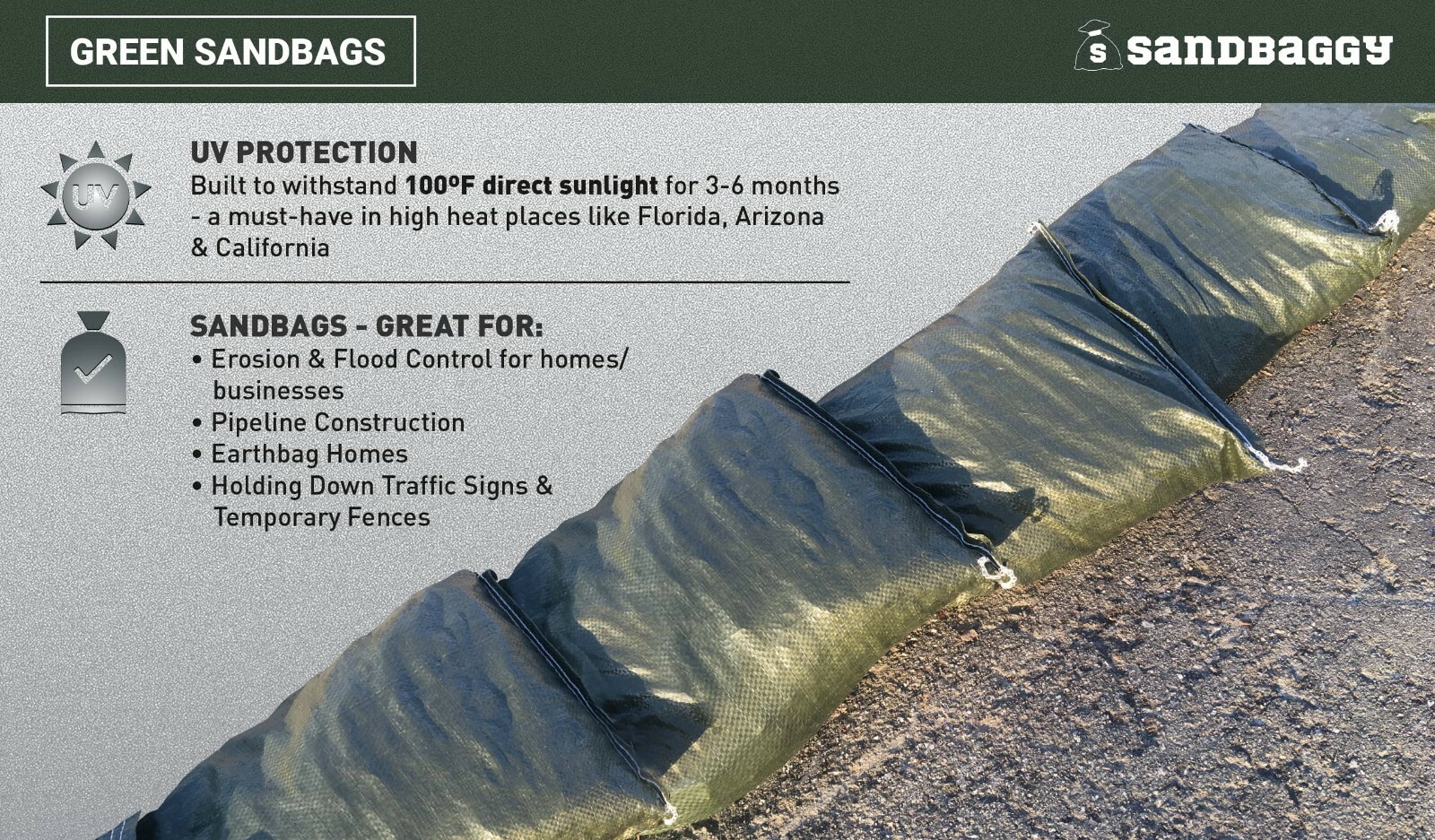 Sandbaggy 50 Green Empty Sandbags For Sale 14×26 Sandbag Sand Bags Bag Poly