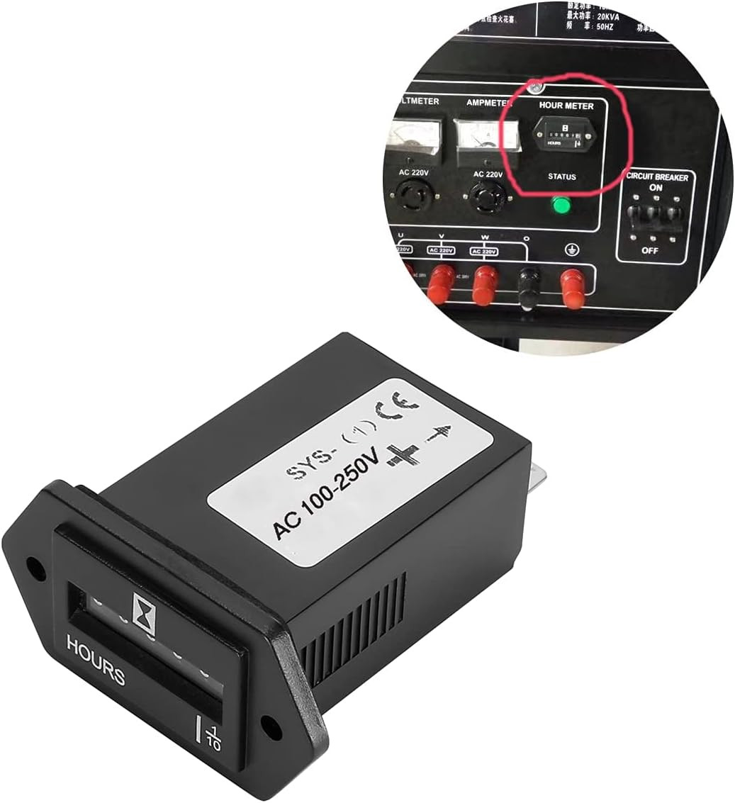 Mechanical Engine Hour Meter AC 110V 120V 220V 230V for Air Compressor Golf Cart